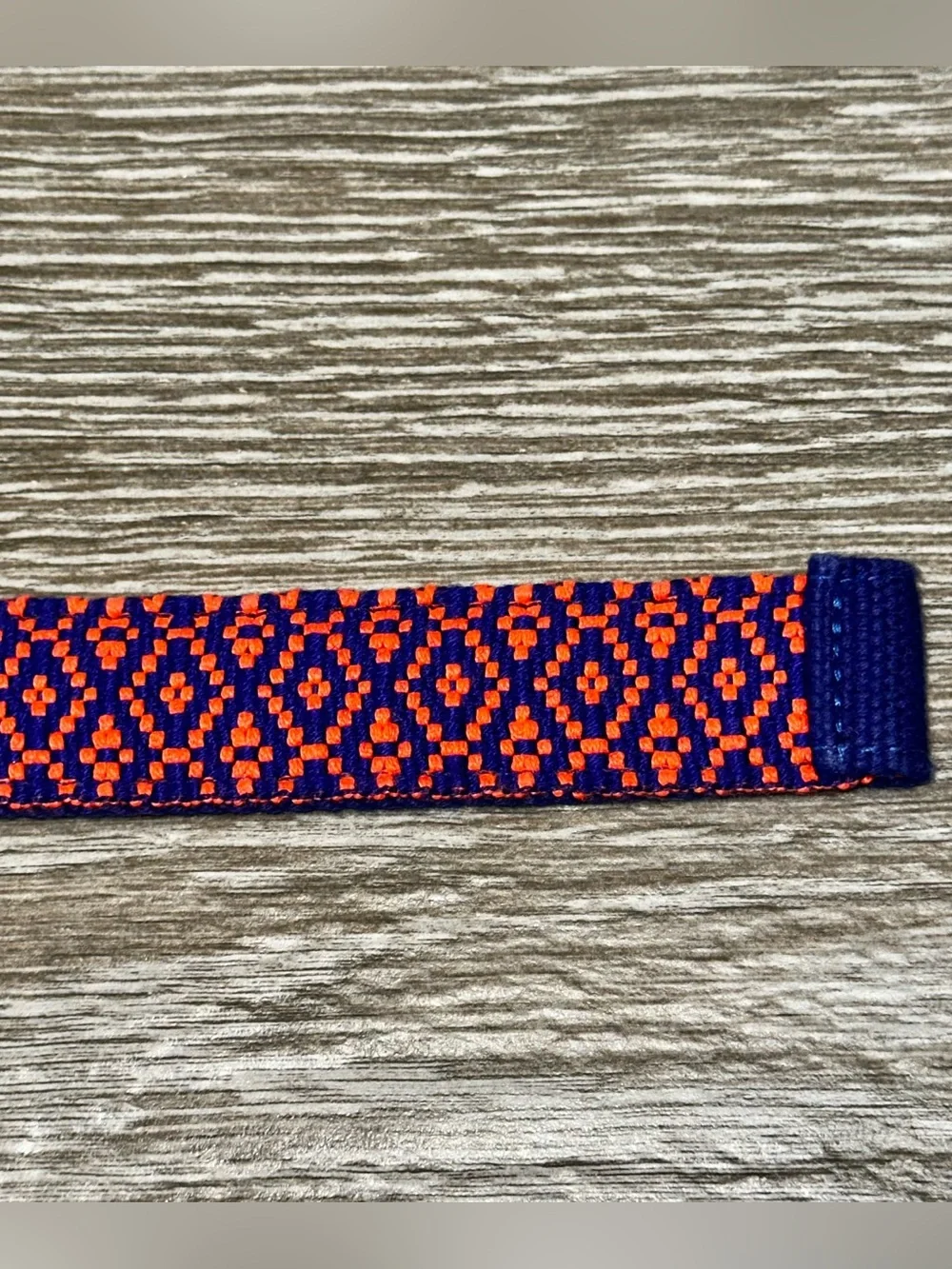 J. CREW Woven D-Ring Belt Women’s S/M Orange Navy Pattern Preppy Colorful Chic - Picture 3 of 7